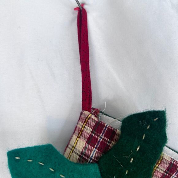 Felted Patchwork Retro Christmas Holiday Stocking Santa Stockings Quilted - Picture 6 of 7